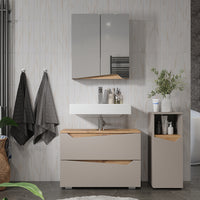 Vicco Set di mobili da bagno Greige/Artigianale 3 parti con cabinet midi