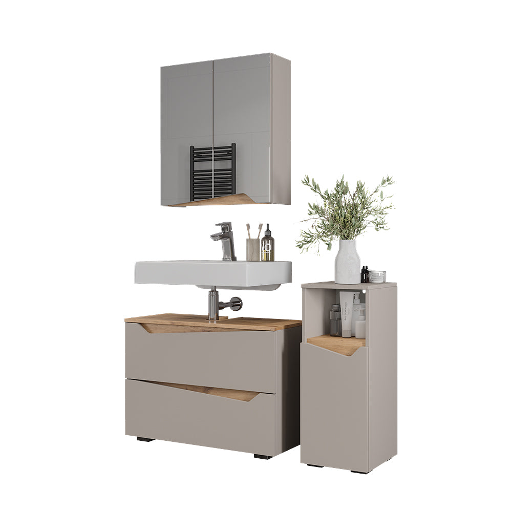 Vicco Set di mobili da bagno Greige/Artigianale 3 parti con cabinet midi