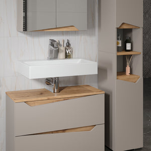Vicco Set di mobili da bagno Greige/Artigianale 3 parti con mobile alto