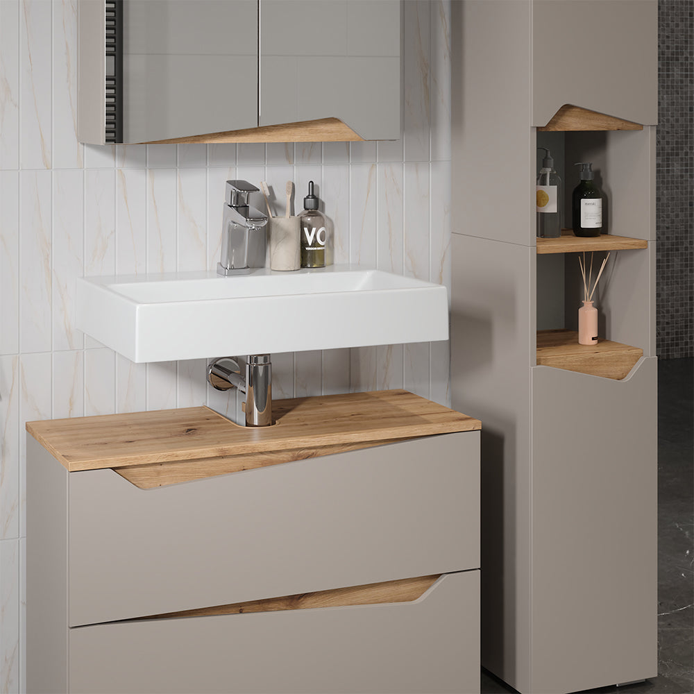 Vicco Set di mobili da bagno Greige/Artigianale 4 parti