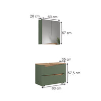 Vicco Set di mobili da bagno Verde/Artigianale 2 parti