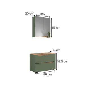 Vicco Set di mobili da bagno Verde/Artigianale 2 parti