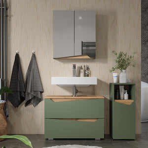 Vicco Set di mobili da bagno Verde/Artigianale 3 parti con cabinet midi