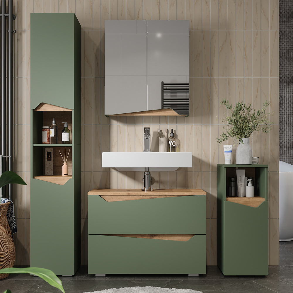 Vicco Set di mobili da bagno Verde/Artigianale 4 parti