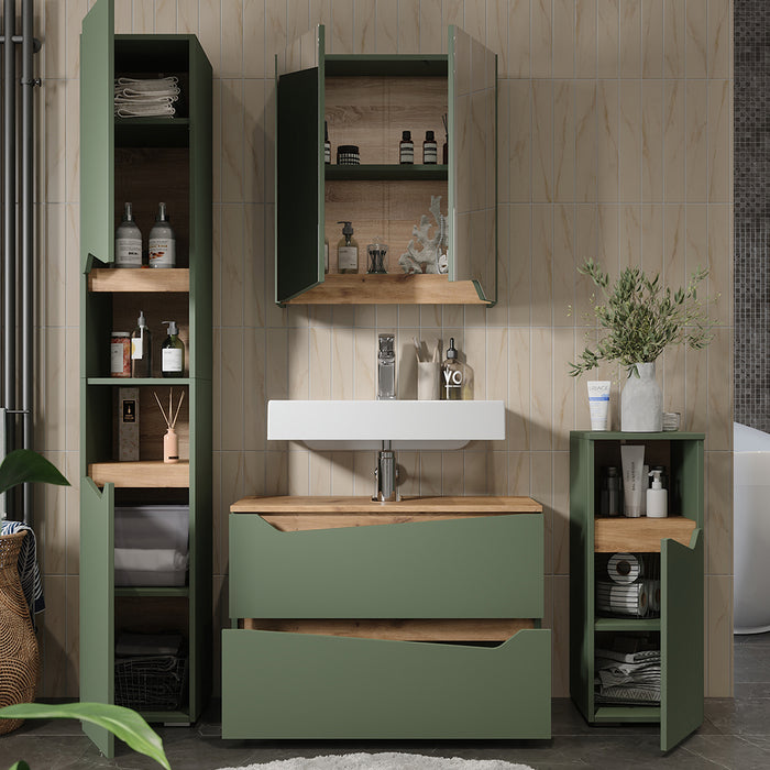 Vicco Set di mobili da bagno Verde/Artigianale 4 parti