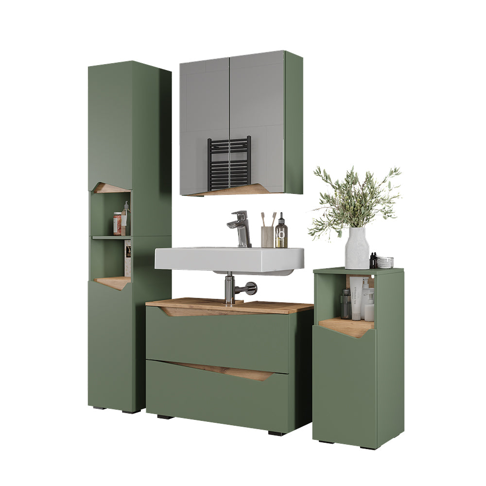 Vicco Set di mobili da bagno Verde/Artigianale 4 parti