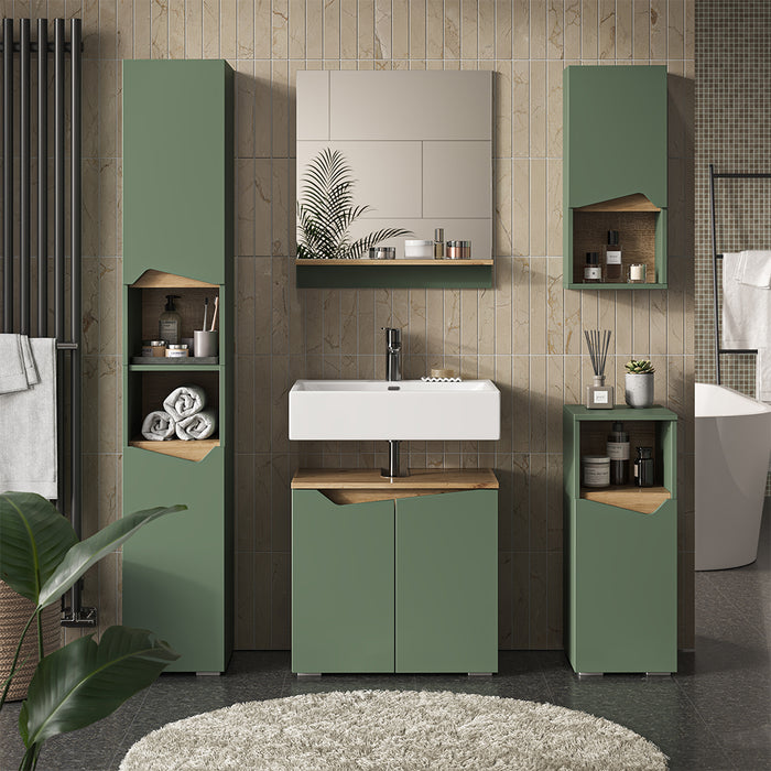 Vicco Set di mobili da bagno Verde/Artigianale 4 parti