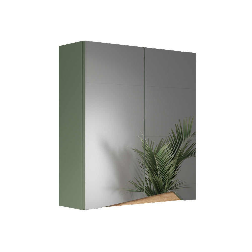 Vicco Specchio contenitore bagno Verde/Artigianale 60 x 67 cm con ripiano regolabile in altezza