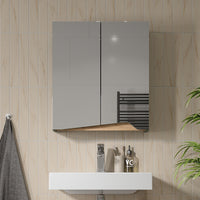 Vicco Specchio contenitore bagno Verde/Artigianale 60 x 67 cm con ripiano regolabile in altezza