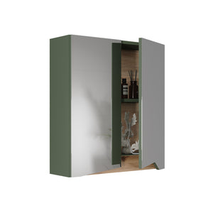 Vicco Specchio contenitore bagno Verde/Artigianale 60 x 67 cm con ripiano regolabile in altezza