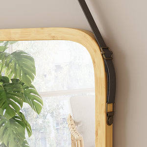 Vicco Specchio bagno Bambù 34 x 41.5 cm con cinturino regolabile