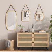 Vicco Specchio bagno Bambù 34 x 41.5 cm con cinturino regolabile