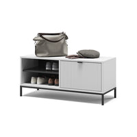 Vicco Panca scarpiera da ingresso Bianco 100 x 45 cm con porta a soffietto