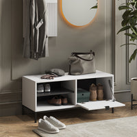 Vicco Panca scarpiera da ingresso Bianco 100 x 45 cm con porta a soffietto