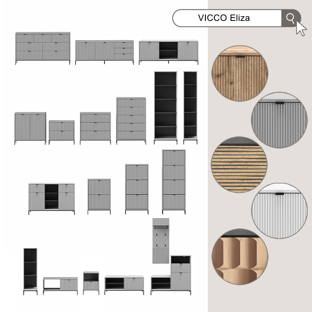 Vicco Panca scarpiera da ingresso Bianco 100 x 45 cm con porta a soffietto