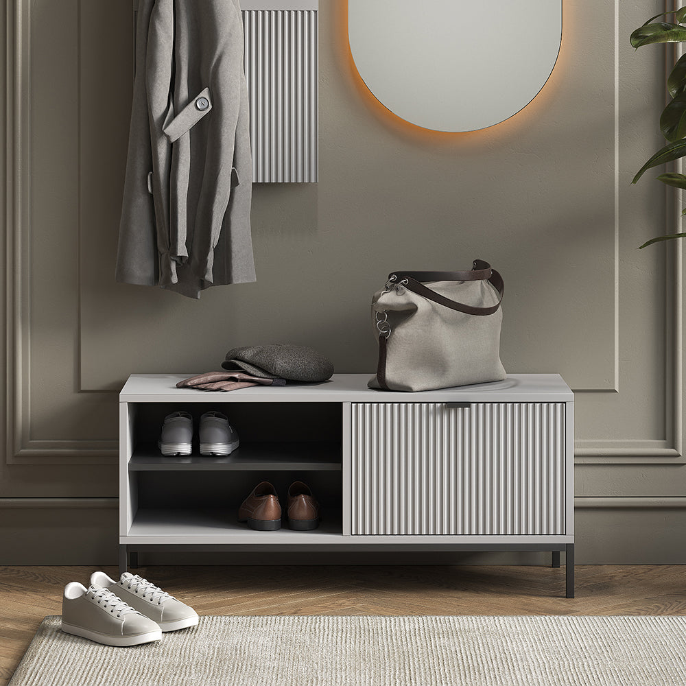 Vicco Panca scarpiera da ingresso Grigio 100 x 45 cm con porta a soffietto
