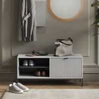 Vicco Panca scarpiera da ingresso Grigio 100 x 45 cm con porta a soffietto