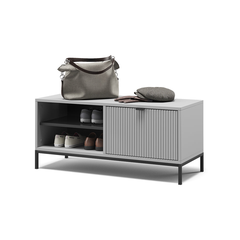Vicco Panca scarpiera da ingresso Grigio 100 x 45 cm con porta a soffietto