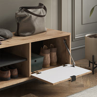 Vicco Panca scarpiera da ingresso Quercia vichinga 100 x 45 cm con porta a soffietto