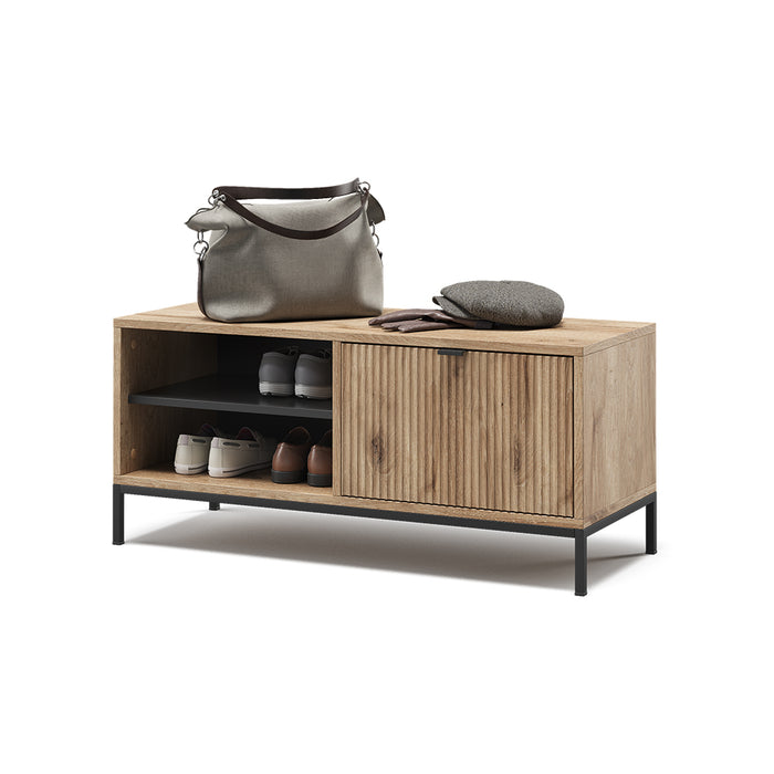 Vicco Panca scarpiera da ingresso Quercia vichinga 100 x 45 cm con porta a soffietto