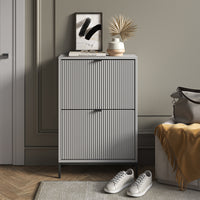 Vicco Scarpiera da ingresso Grigio 60 x 92 cm con 2 cassetti pieghevoli