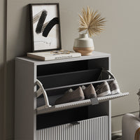 Vicco Scarpiera da ingresso Grigio 60 x 92 cm con 2 cassetti pieghevoli