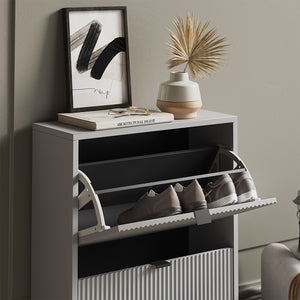 Vicco Scarpiera da ingresso Grigio 60 x 92 cm con 2 cassetti pieghevoli