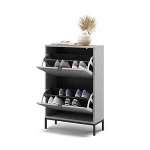 Vicco Scarpiera da ingresso Grigio 60 x 92 cm con 2 cassetti pieghevoli