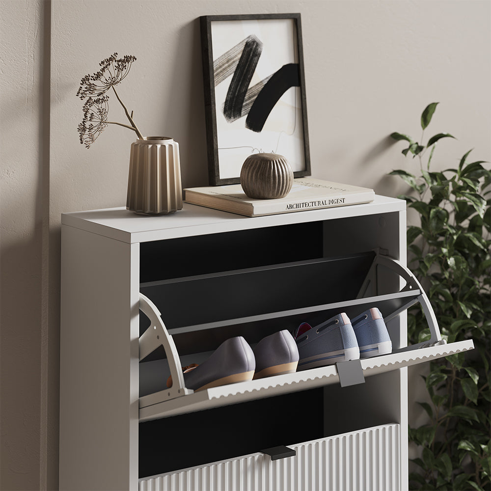 Vicco Scarpiera da ingresso Bianco 60 x 130 cm con 3 cassetti pieghevoli