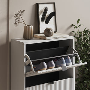 Vicco Scarpiera da ingresso Bianco 60 x 130 cm con 3 cassetti pieghevoli