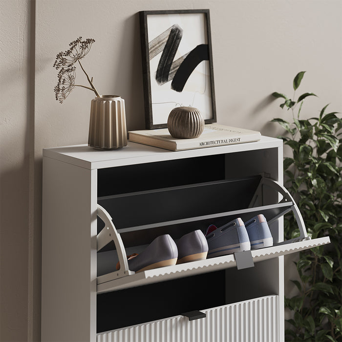 Vicco Scarpiera da ingresso Bianco 60 x 130 cm con 3 cassetti pieghevoli