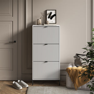 Vicco Scarpiera da ingresso Bianco 60 x 130 cm con 3 cassetti pieghevoli