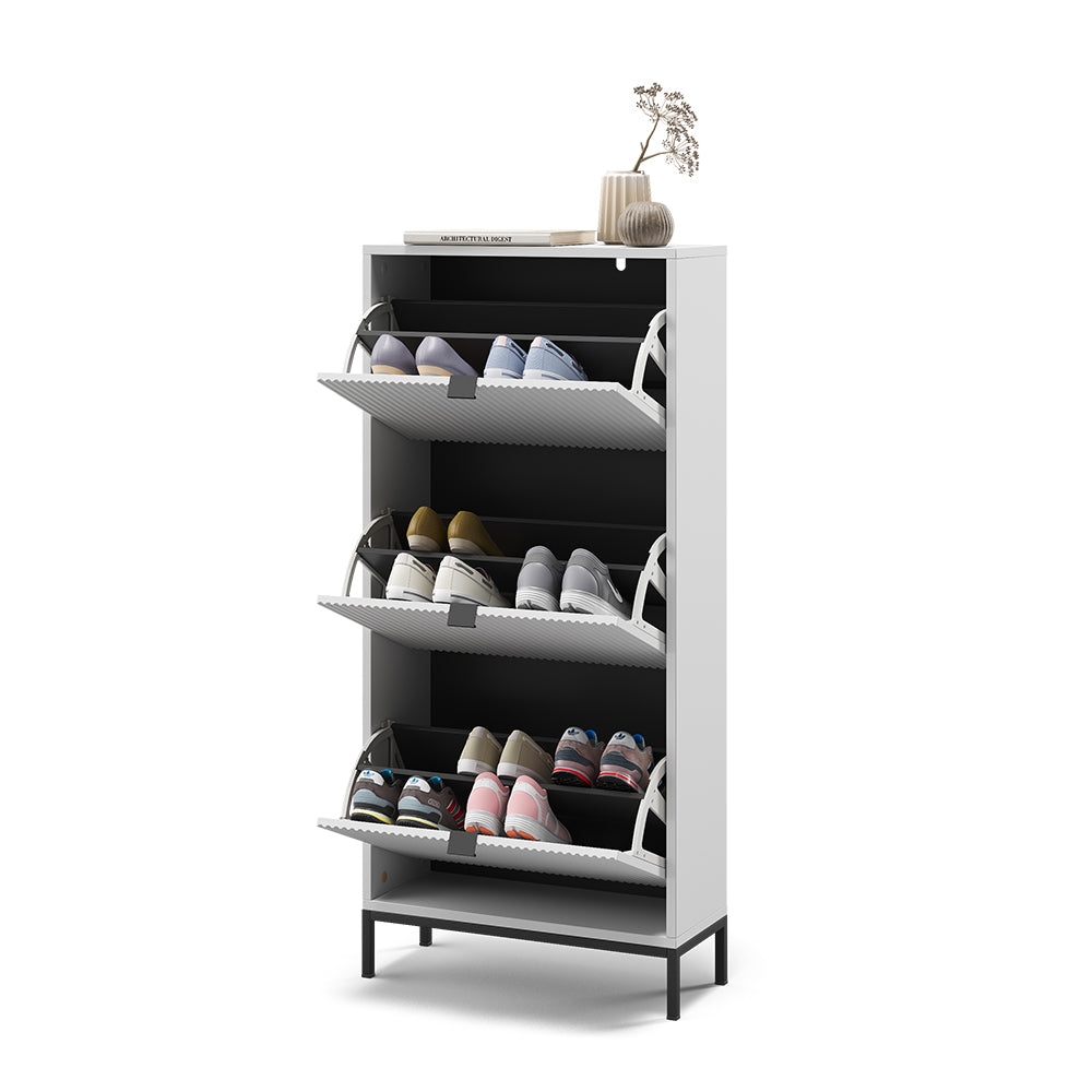 Vicco Scarpiera da ingresso Bianco 60 x 130 cm con 3 cassetti pieghevoli