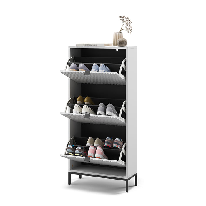 Vicco Scarpiera da ingresso Bianco 60 x 130 cm con 3 cassetti pieghevoli