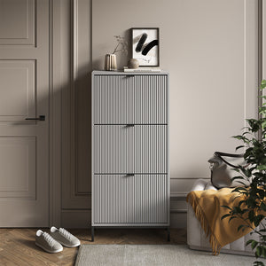 Vicco Scarpiera da ingresso Grigio 60 x 130 cm con 3 cassetti pieghevoli