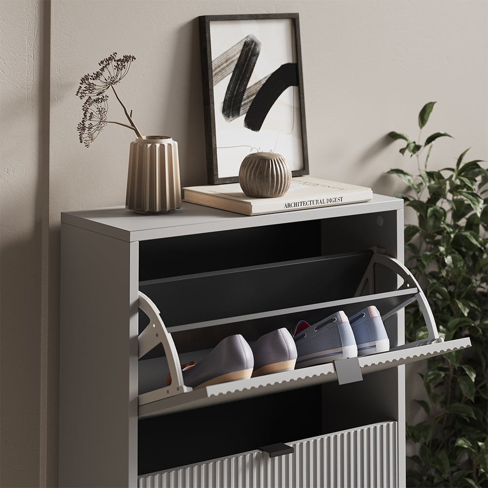 Vicco Scarpiera da ingresso Grigio 60 x 130 cm con 3 cassetti pieghevoli