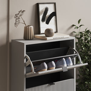 Vicco Scarpiera da ingresso Grigio 60 x 130 cm con 3 cassetti pieghevoli