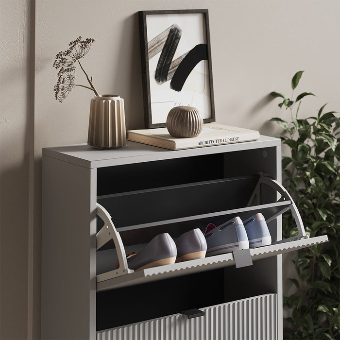 Vicco Scarpiera da ingresso Grigio 60 x 130 cm con 3 cassetti pieghevoli