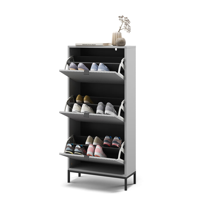 Vicco Scarpiera da ingresso Grigio 60 x 130 cm con 3 cassetti pieghevoli