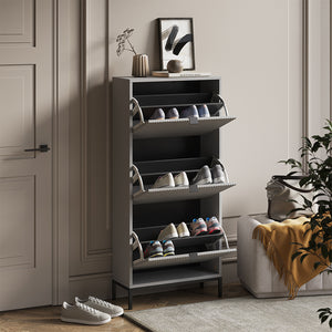 Vicco Scarpiera da ingresso Grigio 60 x 130 cm con 3 cassetti pieghevoli