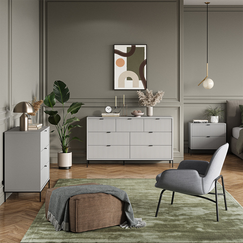 Vicco Scarpiera da ingresso Grigio 60 x 130 cm con 3 cassetti pieghevoli