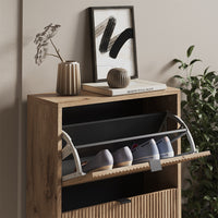 Vicco Scarpiera da ingresso Quercia vichinga 60 x 130 cm con 3 cassetti pieghevoli