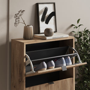 Vicco Scarpiera da ingresso Quercia vichinga 60 x 130 cm con 3 cassetti pieghevoli