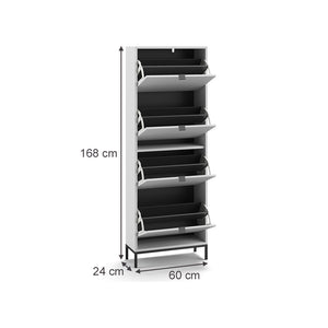 Vicco Scarpiera da ingresso Bianco 60 x 168 cm con 4 cassetti pieghevoli