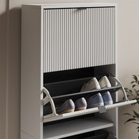 Vicco Scarpiera da ingresso Bianco 60 x 168 cm con 4 cassetti pieghevoli