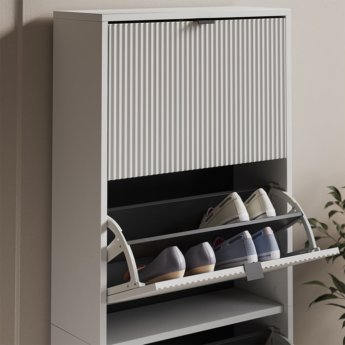 Vicco Scarpiera da ingresso Bianco 60 x 168 cm con 4 cassetti pieghevoli