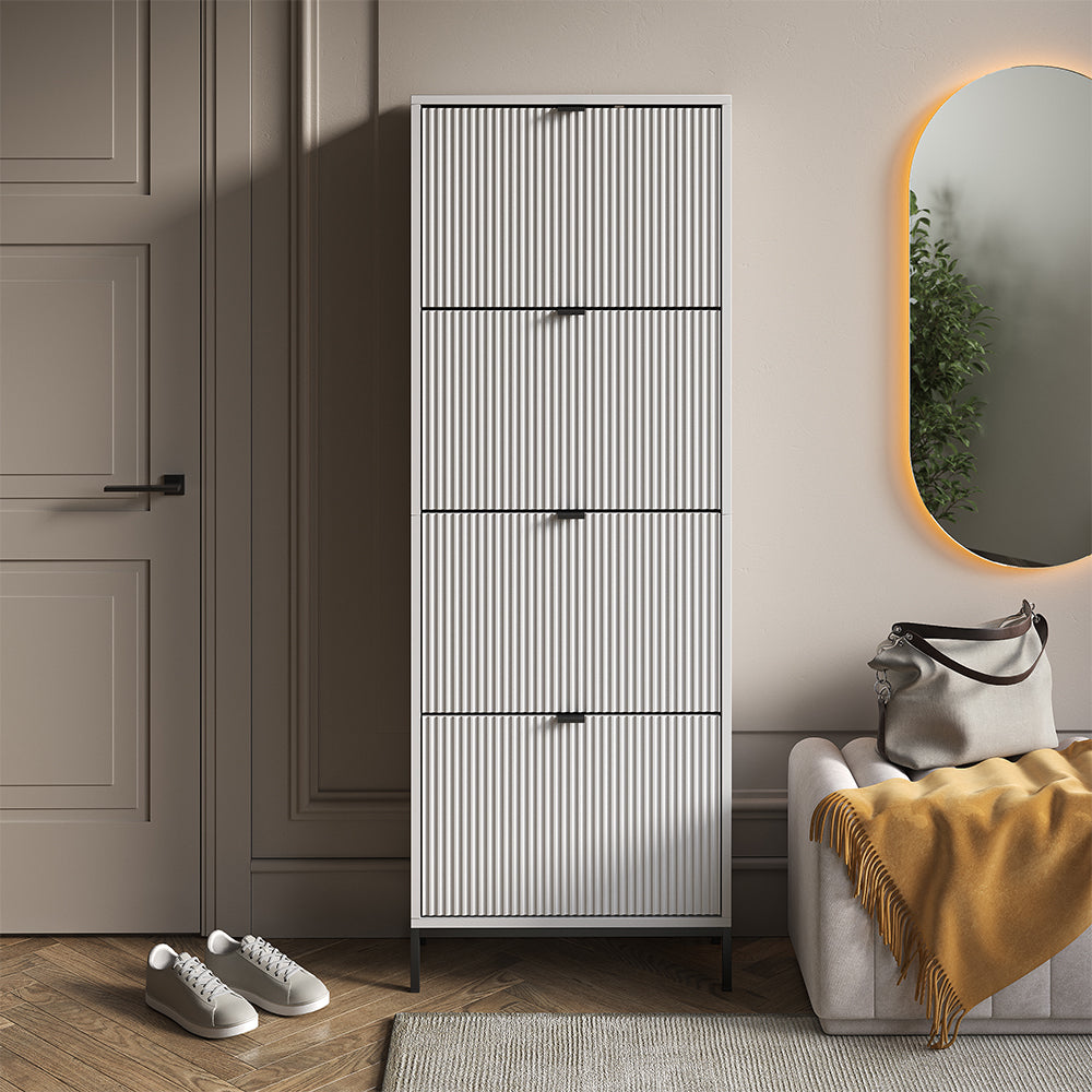 Vicco Scarpiera da ingresso Bianco 60 x 168 cm con 4 cassetti pieghevoli