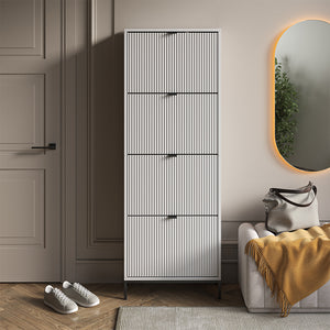 Vicco Scarpiera da ingresso Bianco 60 x 168 cm con 4 cassetti pieghevoli