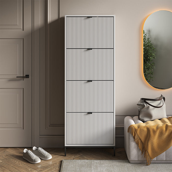 Vicco Scarpiera da ingresso Bianco 60 x 168 cm con 4 cassetti pieghevoli