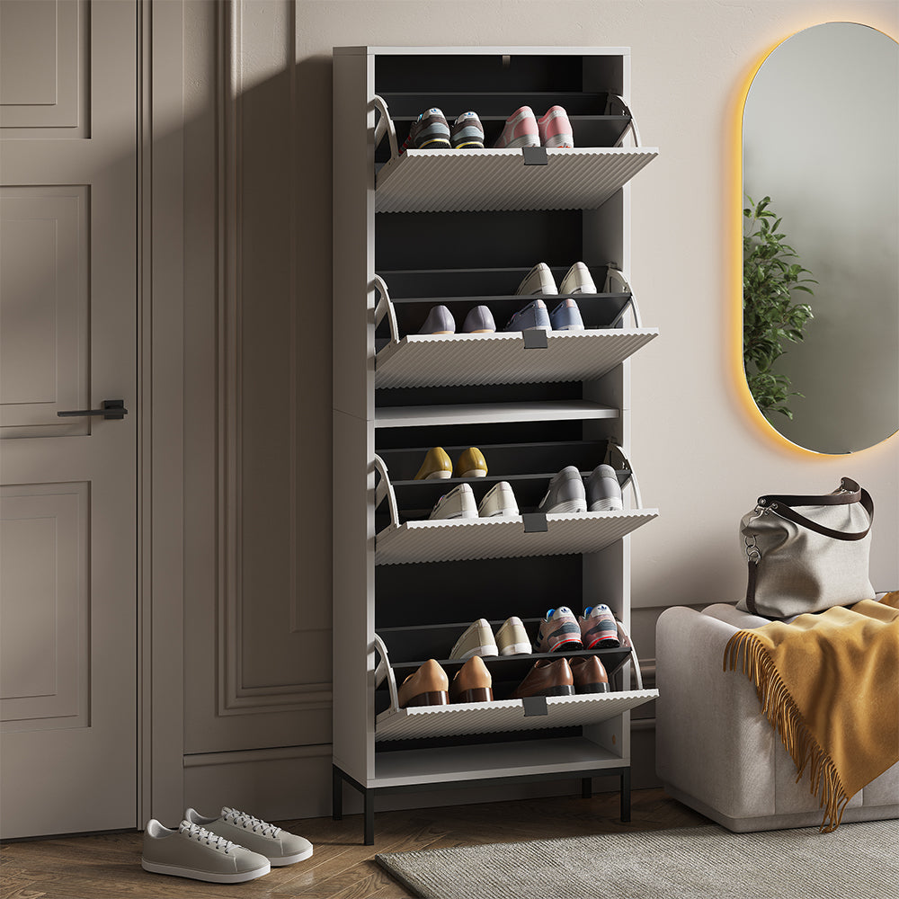 Vicco Scarpiera da ingresso Bianco 60 x 168 cm con 4 cassetti pieghevoli